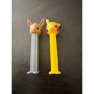 Pokemon PEZ Dispensers Pikachu and Eevee Set Yellow Grey Collectible Candy Toy